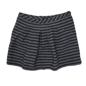 Gap Skirt Womens Size 14 Gray Striped Pleated Side Zip 100% Cotton with Pockets